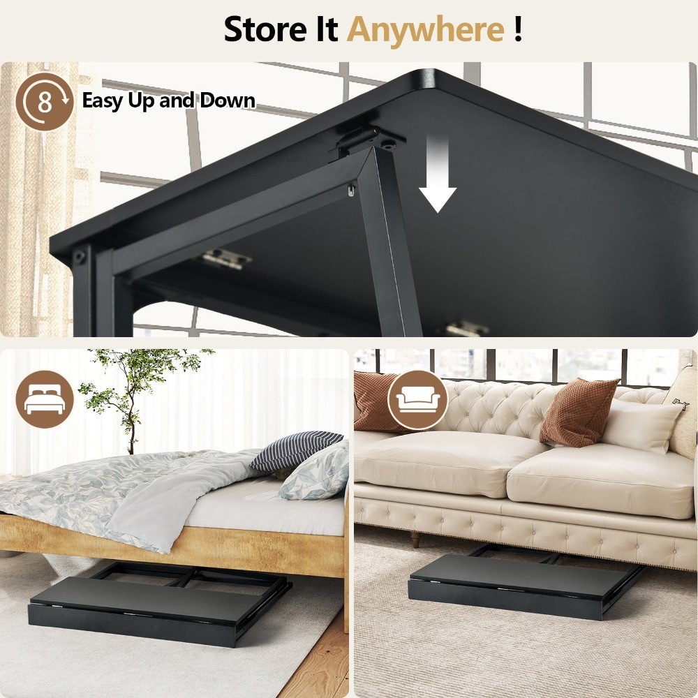 Folding Table,Portable Space-Saving Desk for Home,Apartment, Events,Black Finish