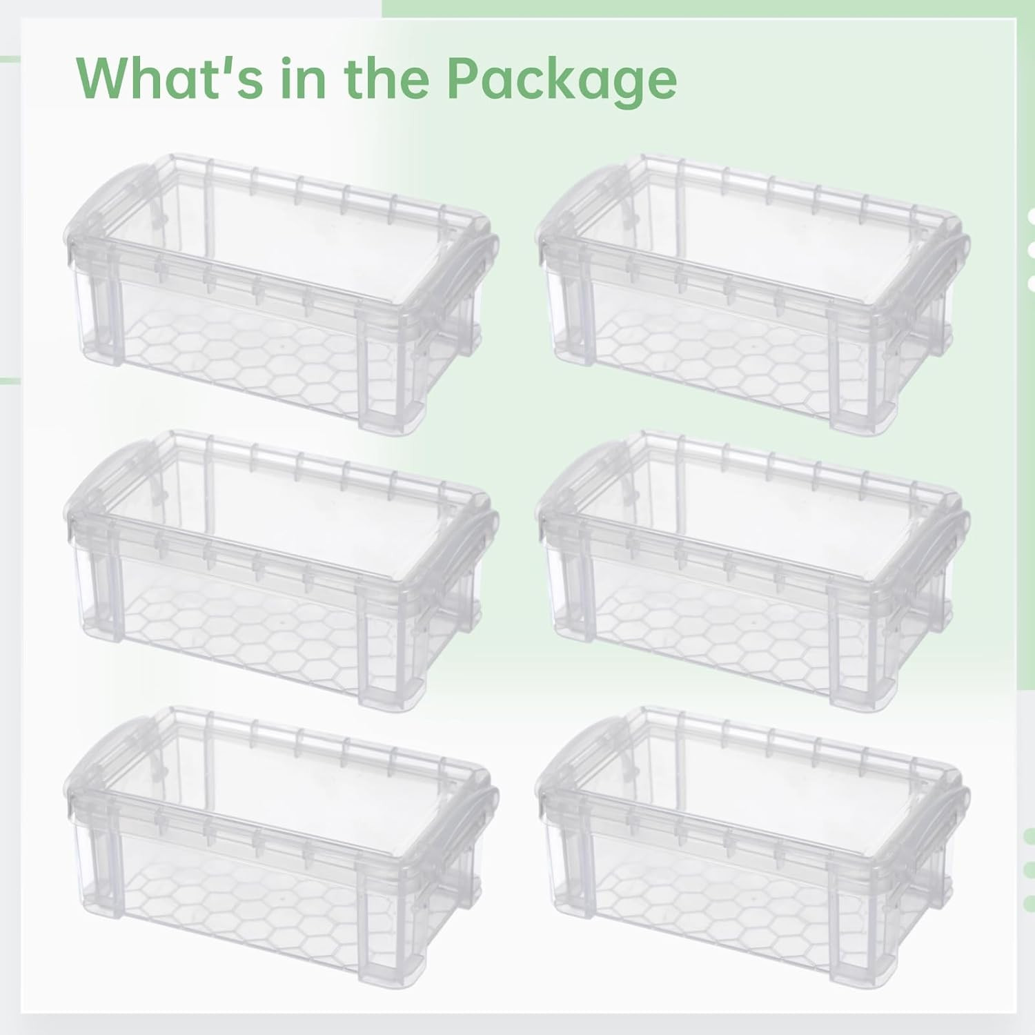 6 Pcs Mini Plastic Boxes, 5'' x 3'' x 1.8'' Small Clear Storage Containers with