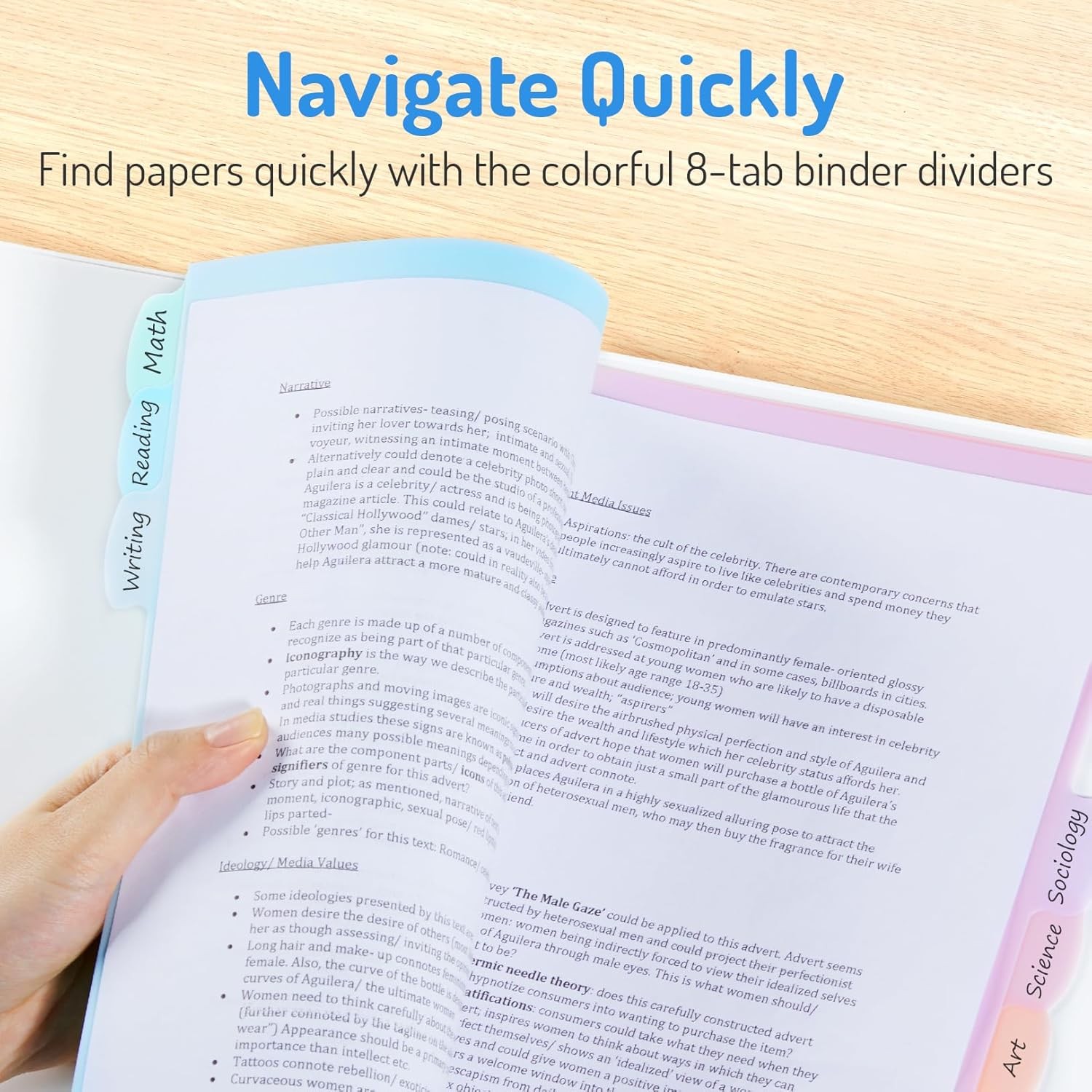 Forvencer 8-Tab Binder Dividers with Tabs, Big Write&Erase 2 Set, Muted