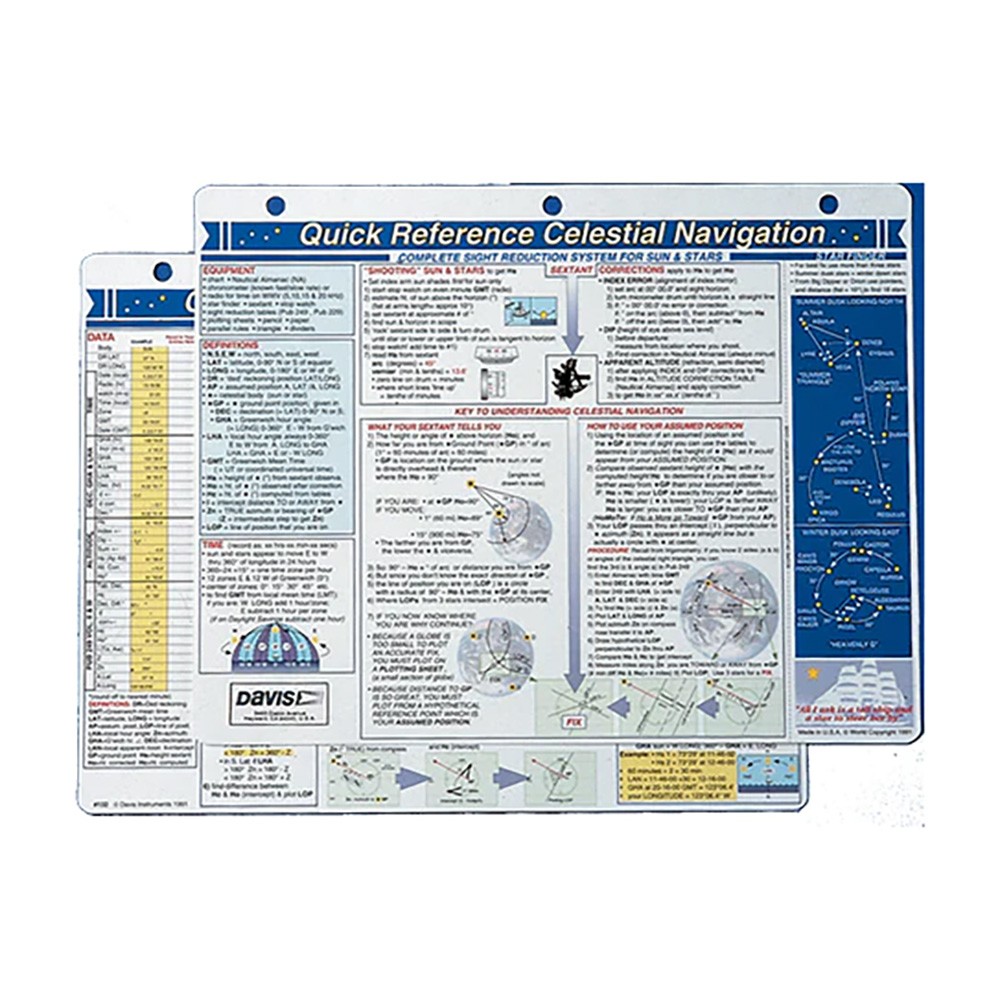 Davis Quick Reference Celestial Navigation Card 132 UPC 011698013203