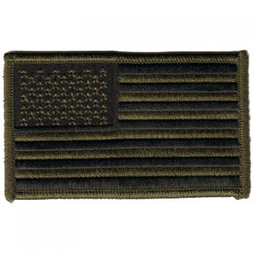 Hook and Loop USA Flag Patch, America, Olive and Black 3.25"x2"