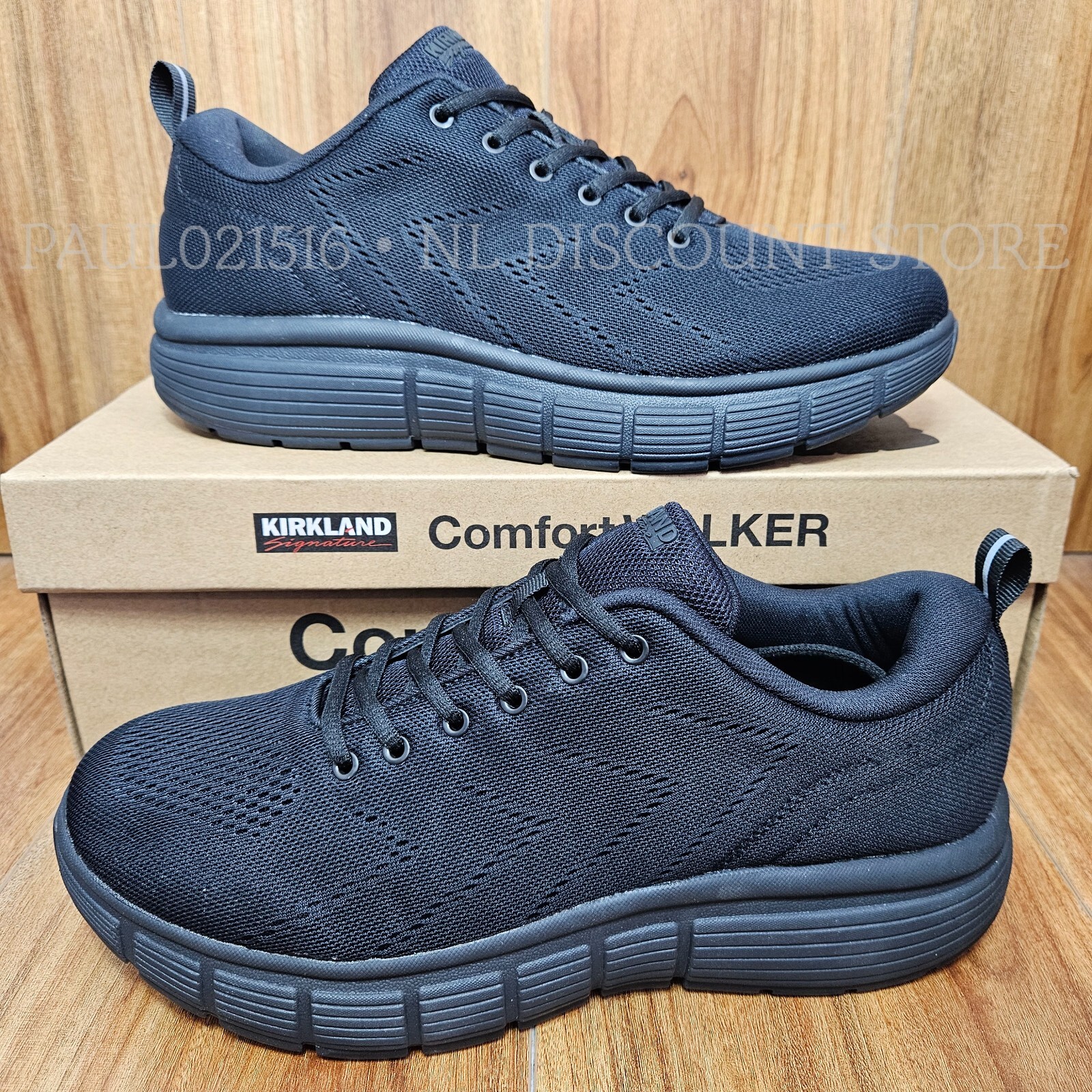 KIRKLAND SIGNATURE Men's Comfort Walker Sneakers Shoes ~ Black