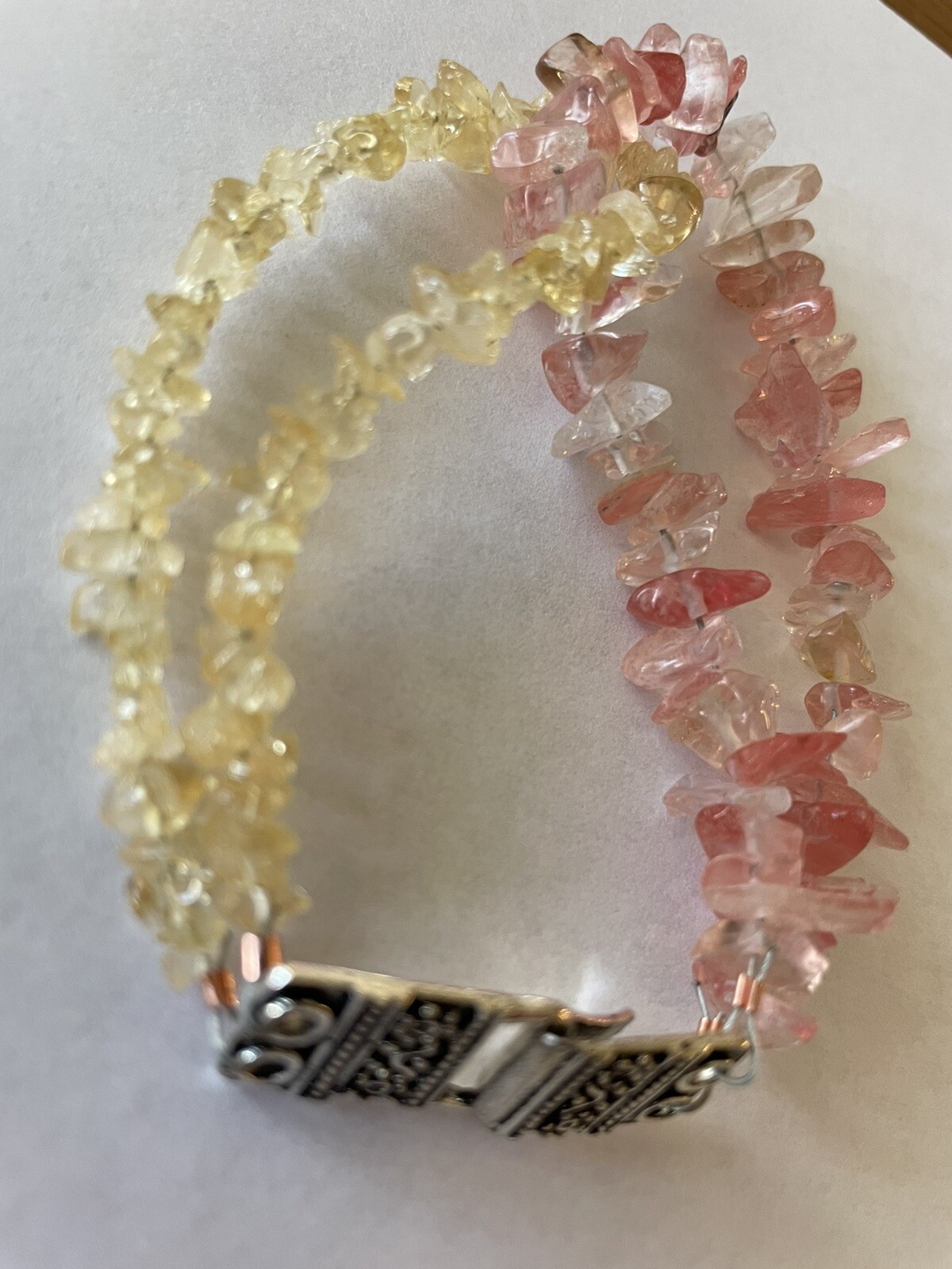New Handmade Bracelet - Pink & Yellow Crystal