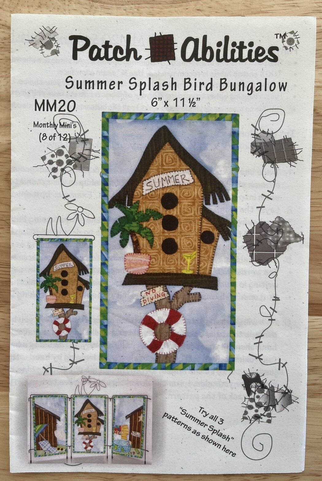 💦 Patch Abilities Monthly Mini’s Pattern Summer Splash Bird Bungalow 6”x11.5”