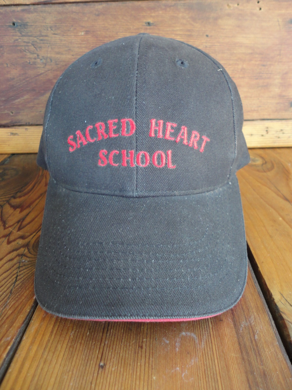 Sacred Heart School Black Red Embroidered Cap Sportsman USA Adjustable Hat