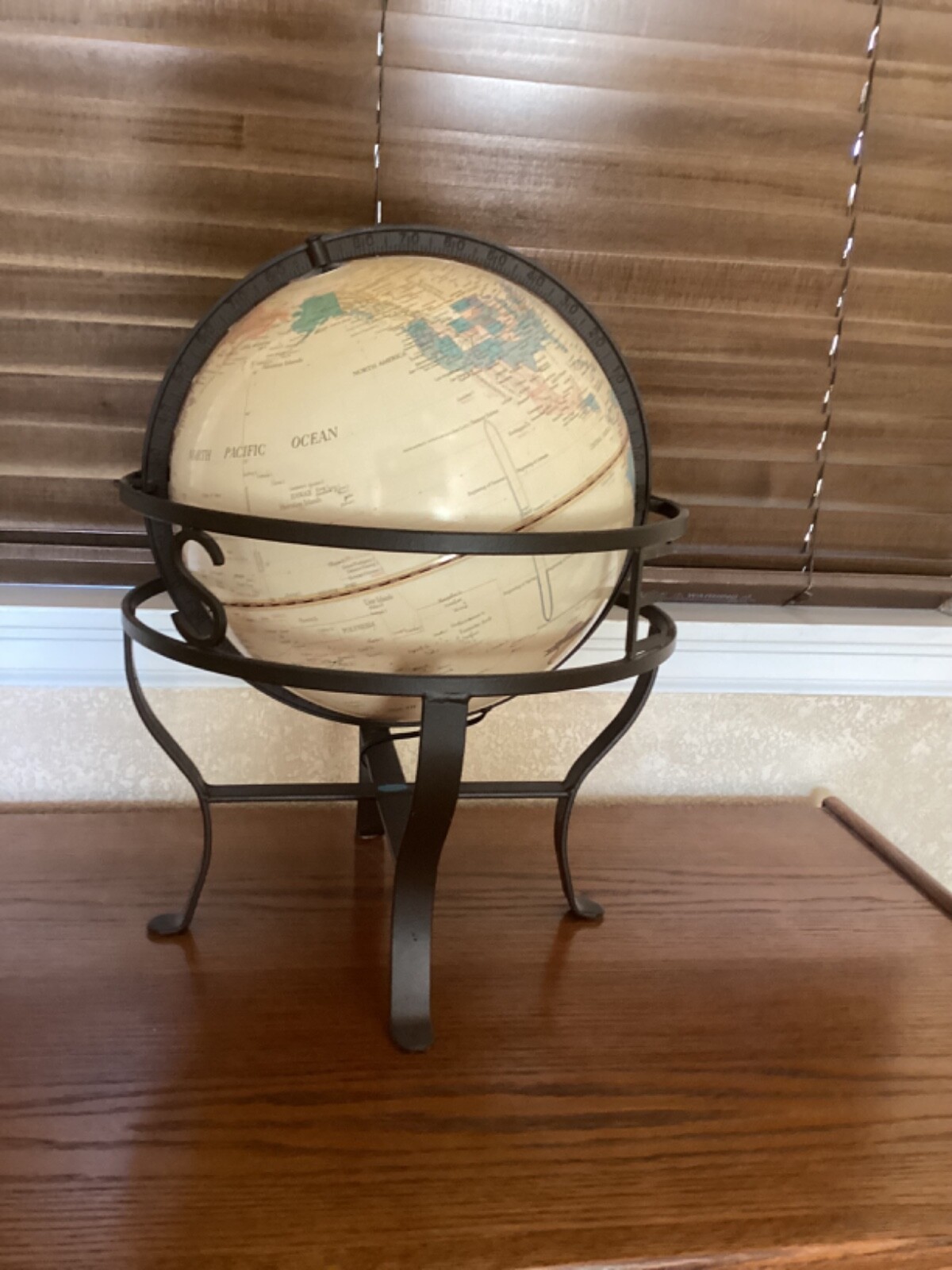 Vintage Fucashun Light-up World Globe Table Lamp Nightlight 13” Diameter - Works