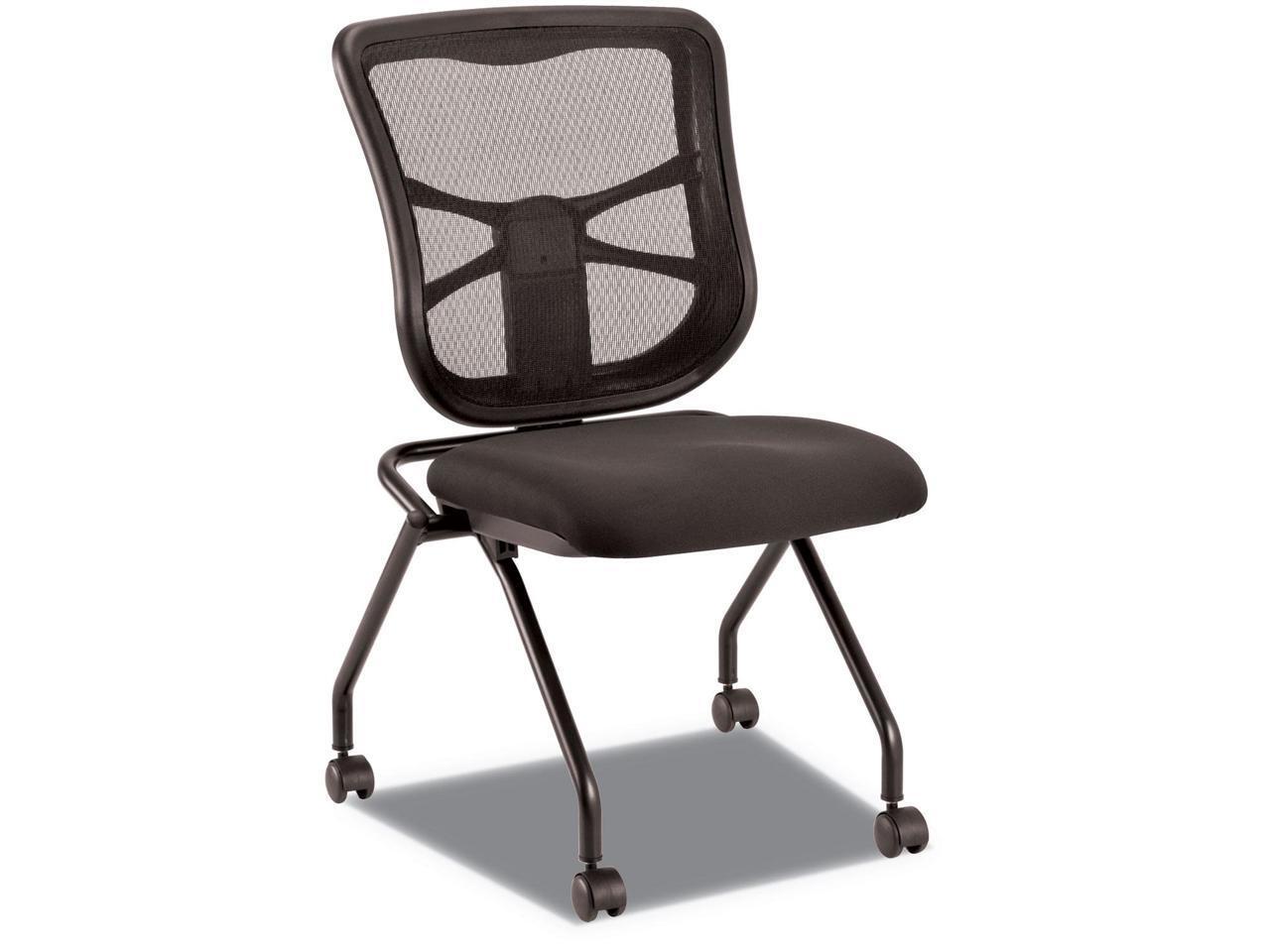Alera ALEEL4915 Elusion Mesh Nesting Chairs, Black Seat / Black Back, Black Base