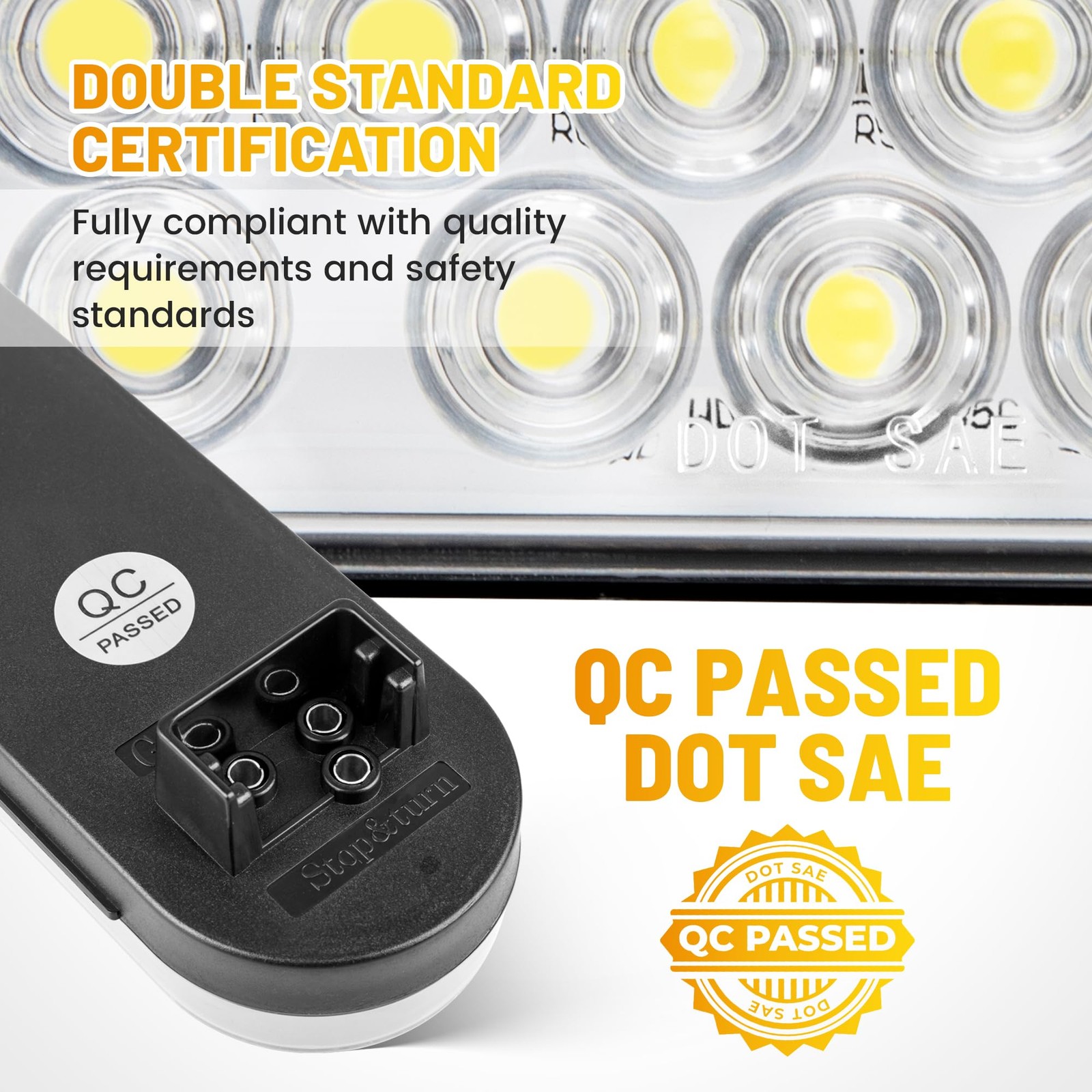 6 Inch Oval White LED Trailer Tail Lights with 6" 24LEDs Light