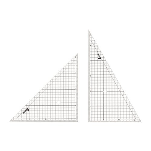 Shinwa Sokutei Triangular Ruler Acrylic with Grid Set of 2 30cm 77062 NEW