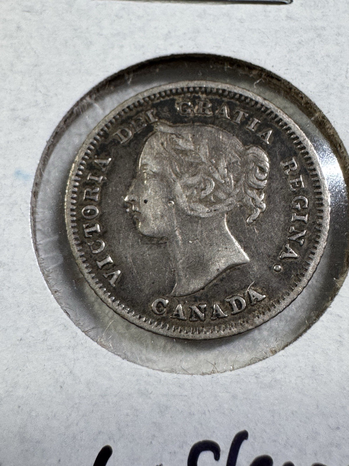 1882-H Canada 5 Cents Silver Coin Damaged & Cleaned