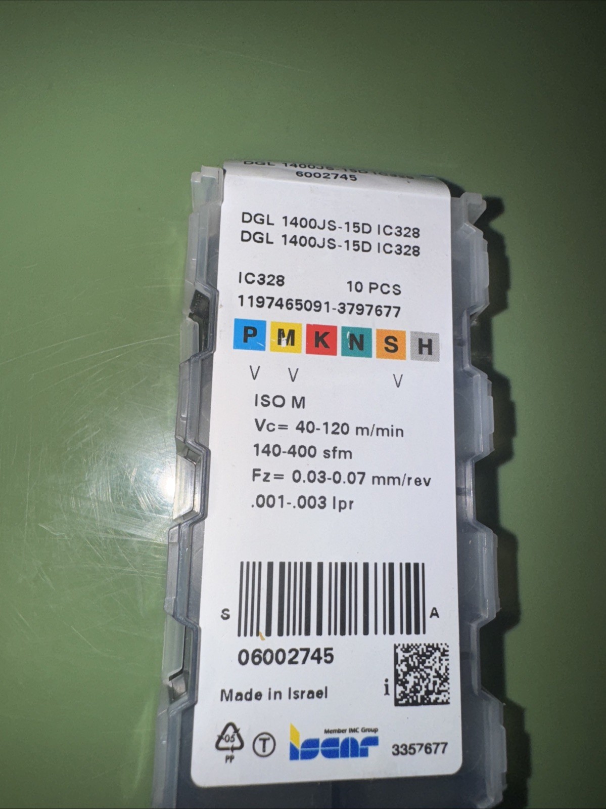 ISCAR DGL1400JS-15D IC328 CARBIDE INSERTS 3pcs (F20)
