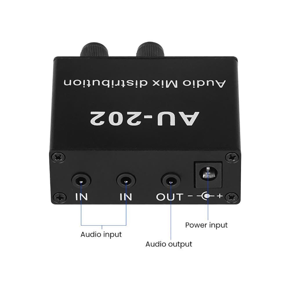 DC5-19V 2 Inputs 2 Outputs Stereo Audio Mixer Distributor for Headphone