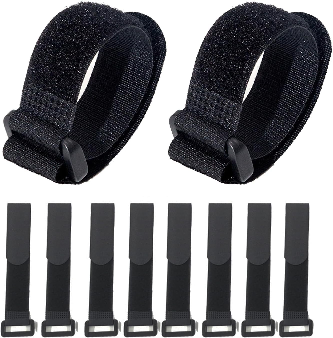 10-Pack Reusable Self-Adhesive Nylon Cable Straps - Adjustable & Tidy 1" x 8"