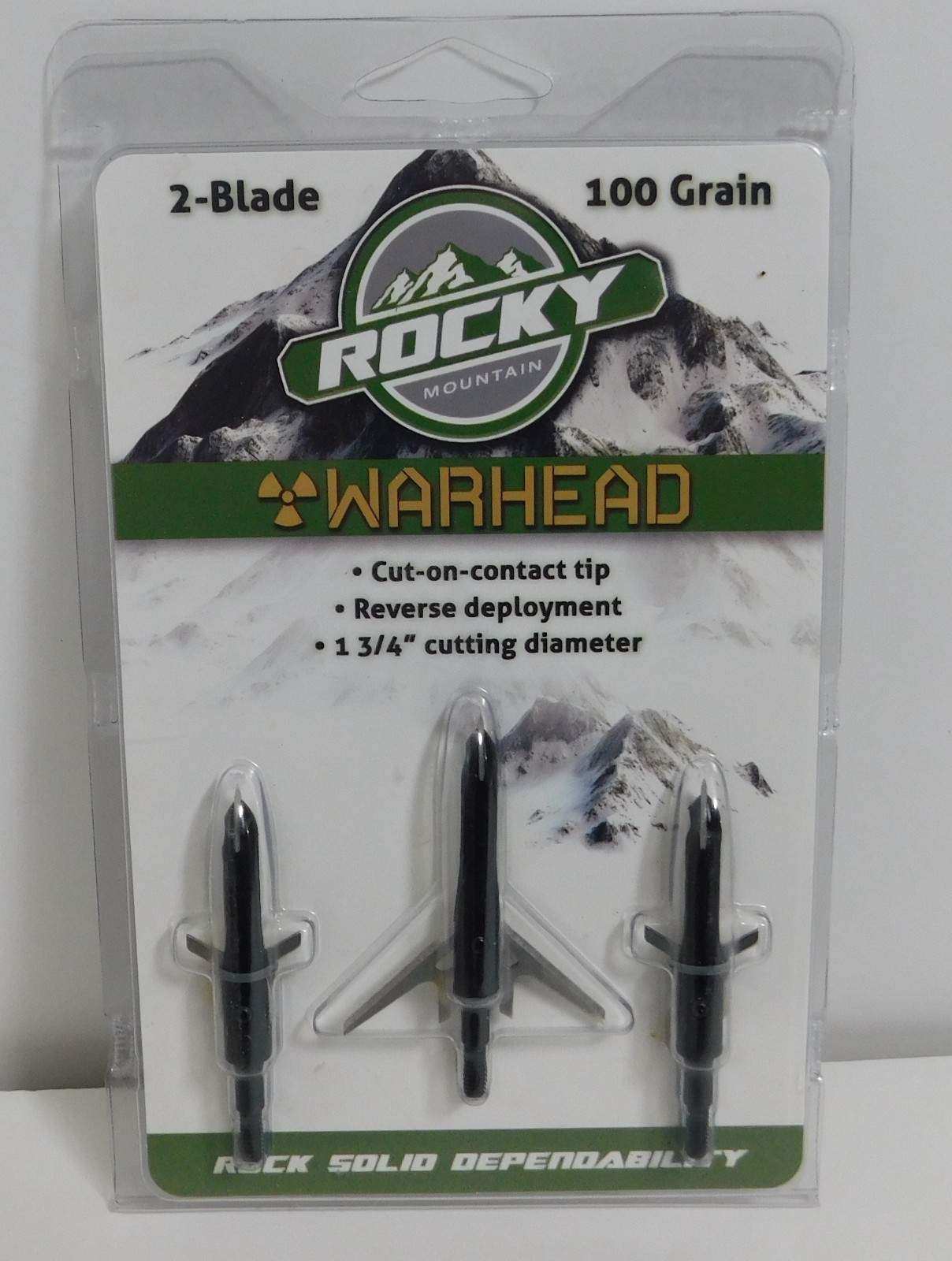 Rocky Mountain Warhead 2 Blade Expandable Broadhead 1-3/4" 100 Grain 3 Pack NEW