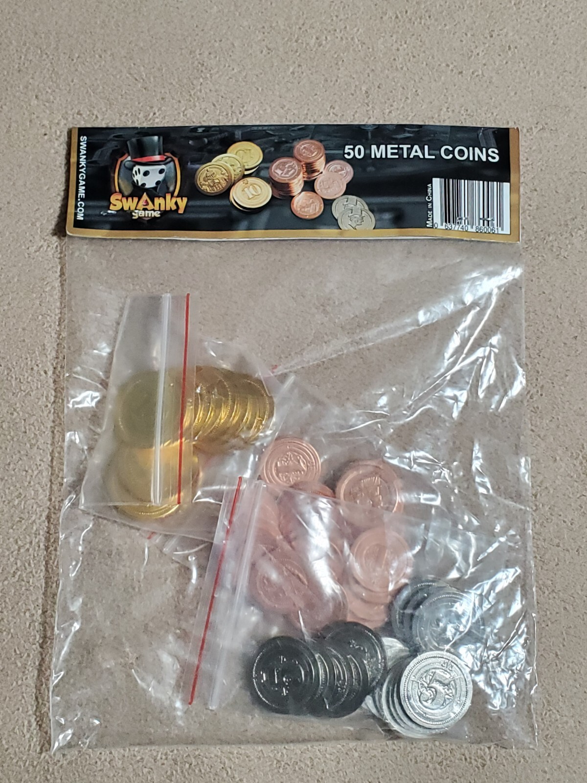 50 Piece Metal Coins Board Game Upgrade Set, Swanky. 1/5/10, Tokens Industrial