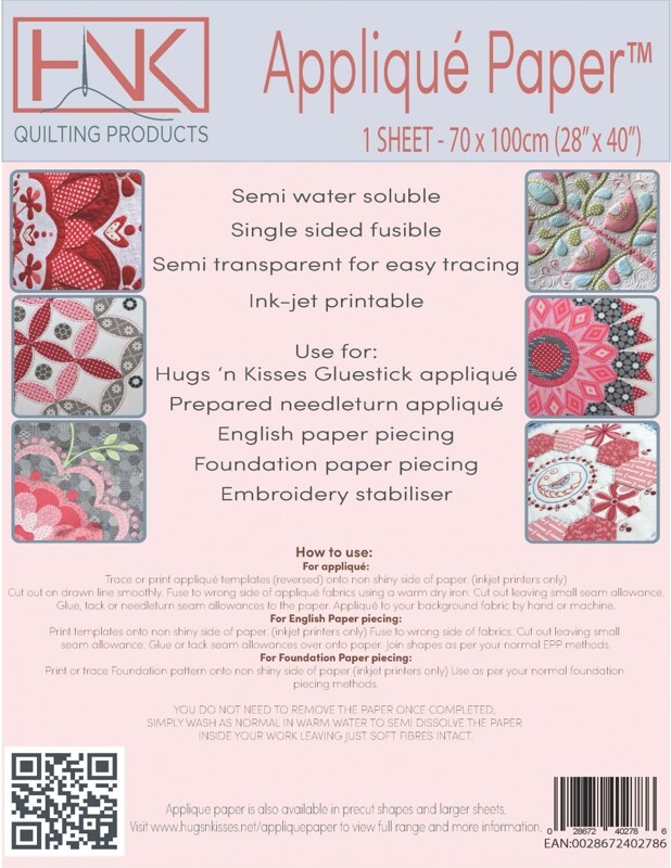 Hugs'n Kisses Applique Paper - Inkjet Printable - Fusible - One 28"x40" Sheet