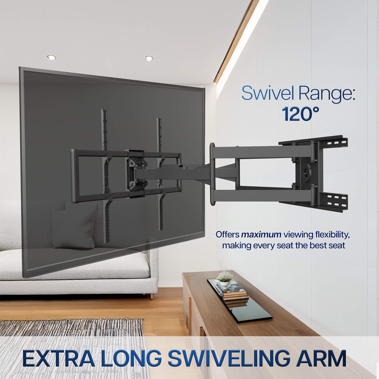 VIVO Heavy Duty Full Motion 60" to 120" Large Screen TV Wall Mount with Long Arm