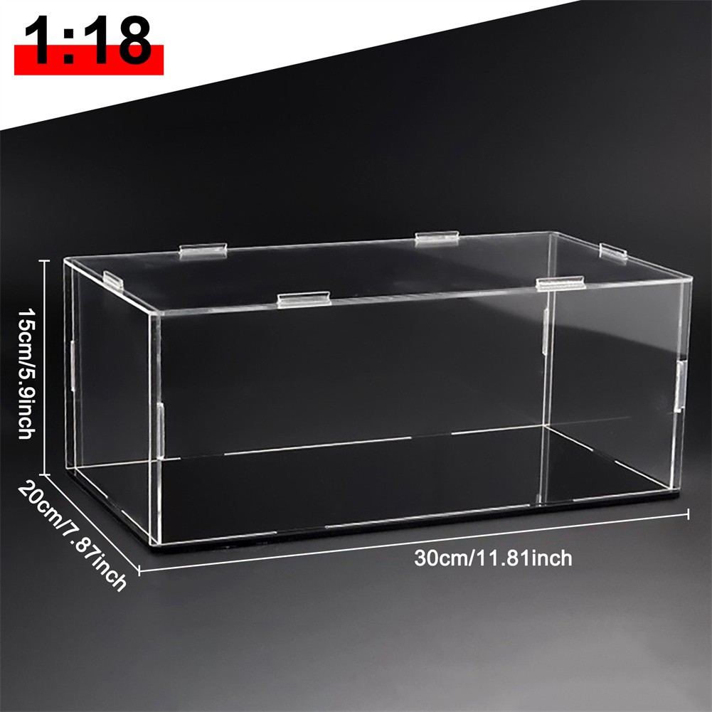Acrylic Display Case For 1: 18 Model Car with Black Base Clear Storage Stand Box