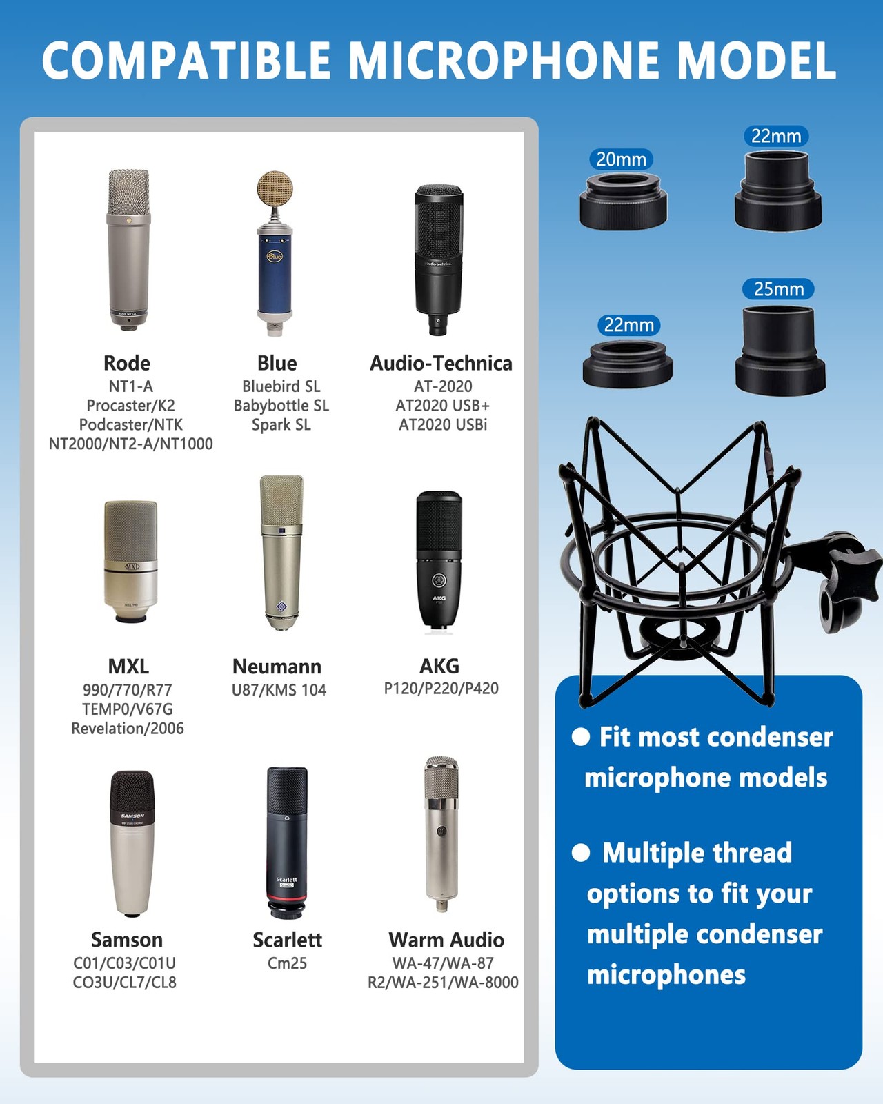 Microphone Shock Mount Universal Mic Holder Spider Recording Mic Shockmount S