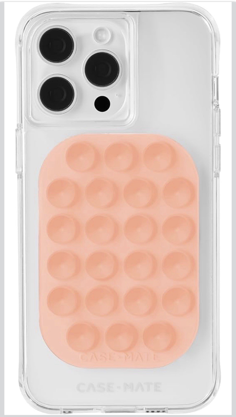 Case-Mate Adhesive Suction Cup Phone Mount-Hands Free & Anti-Slip Grip Peach NEW