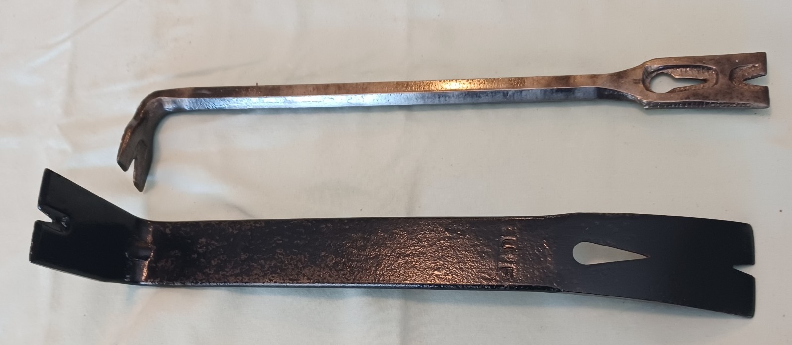 Lot 2 Vintage 12 Inch Pry Bars - One Flat - Nice & Clean