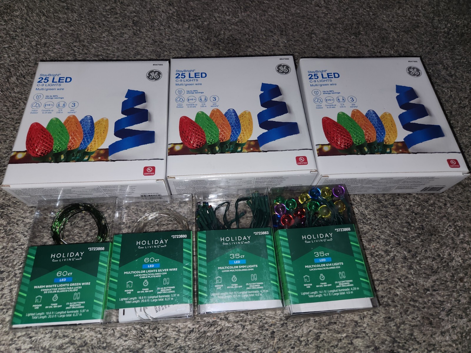 7 NEW Packages Lights Holiday Living / Staybright Mixed Lot String Lights
