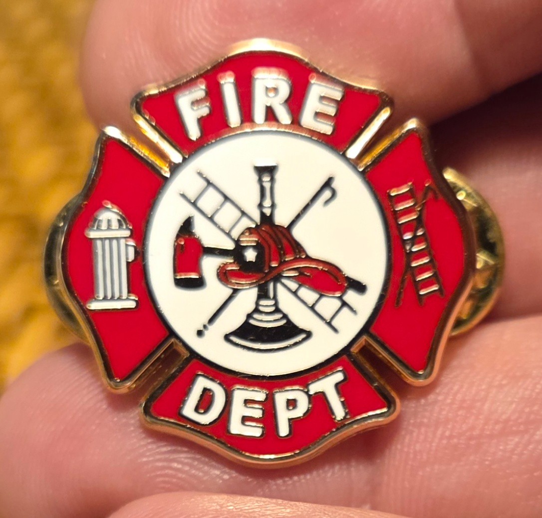 POLICE/RESCUE ENAMEL LAPEL PIN "FIRE DEPT" HAT PIN