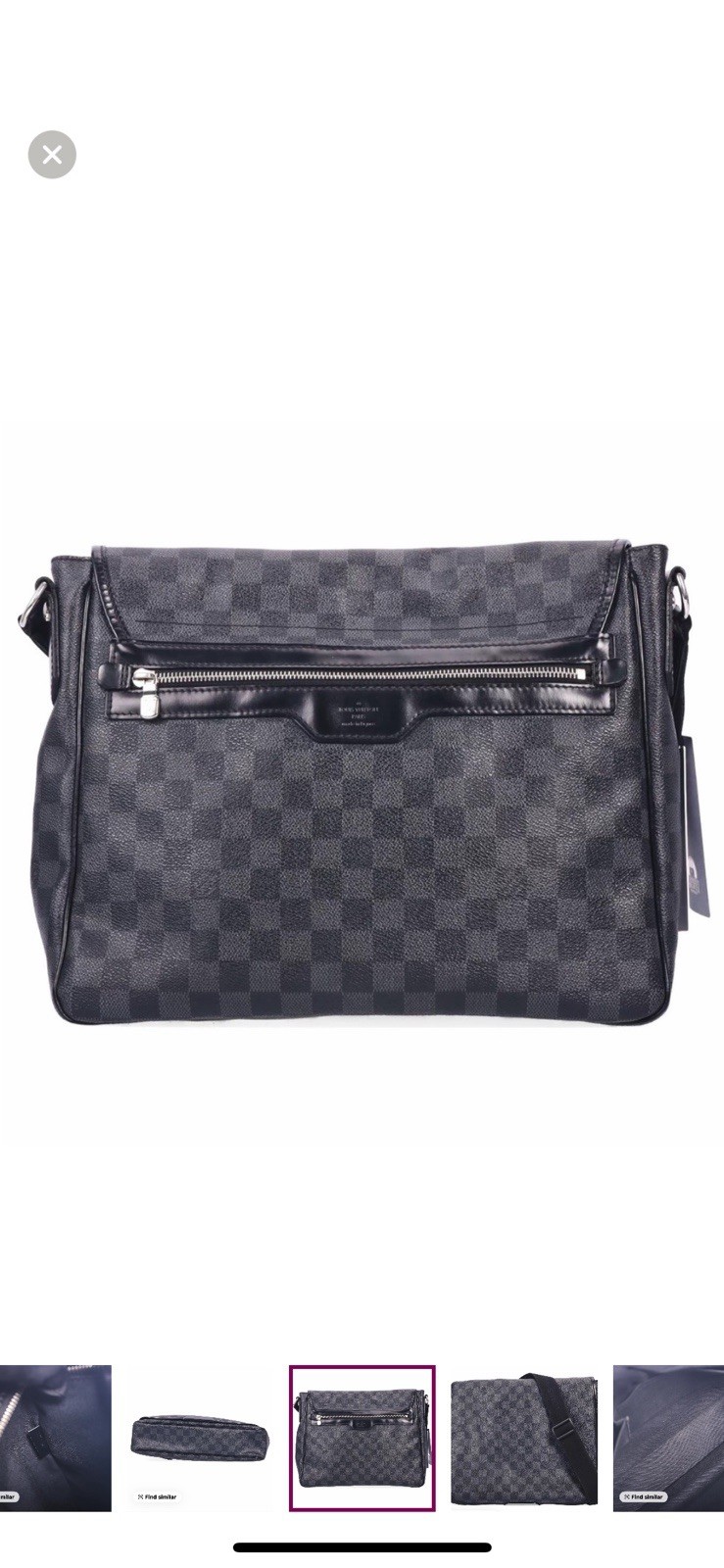 Louis Vuitton Damier Graphite Shoulder Bag Adjustable Strap Zipper Accent Unisex