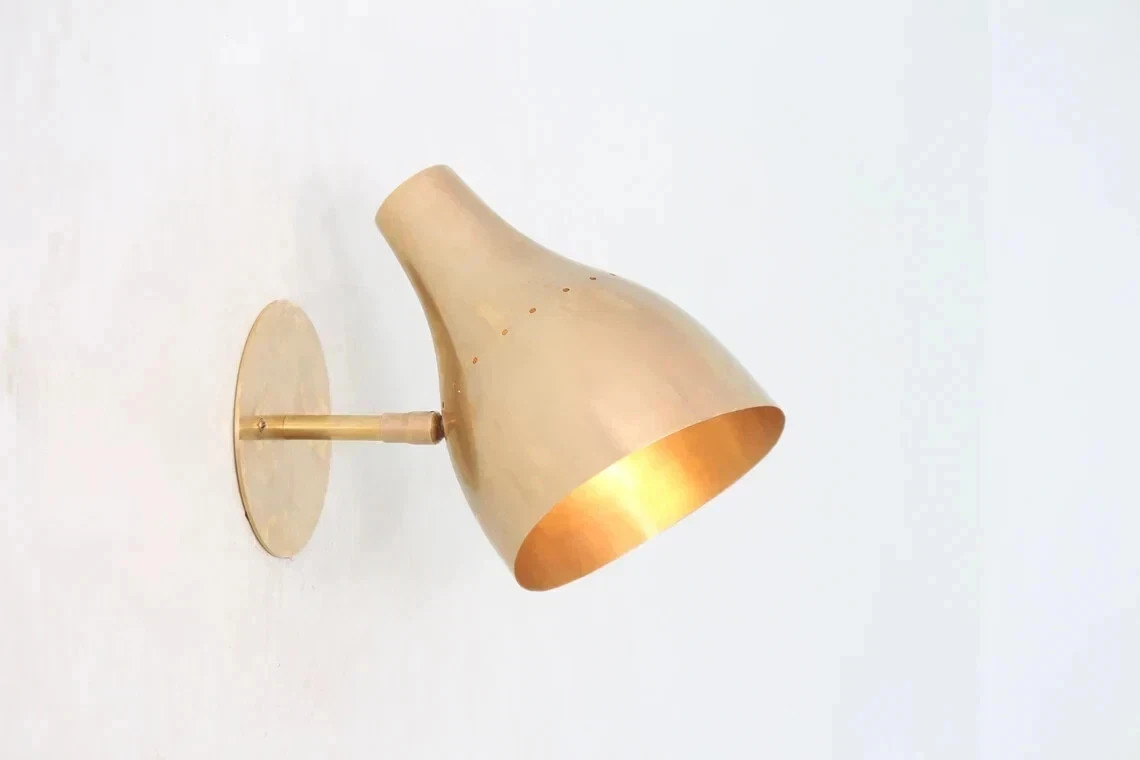 1 light Short Wall Sconce Mid Century Modern Raw Brass Sputnik Light Fixture