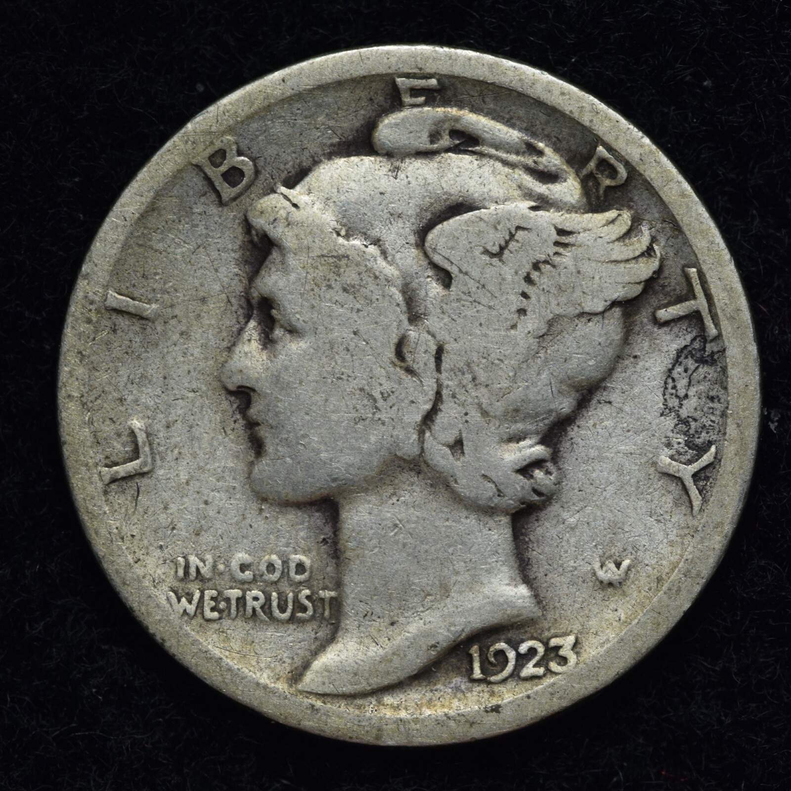 1923-S Mercury Silver Dime GOOD / VG FREE SHIPPING