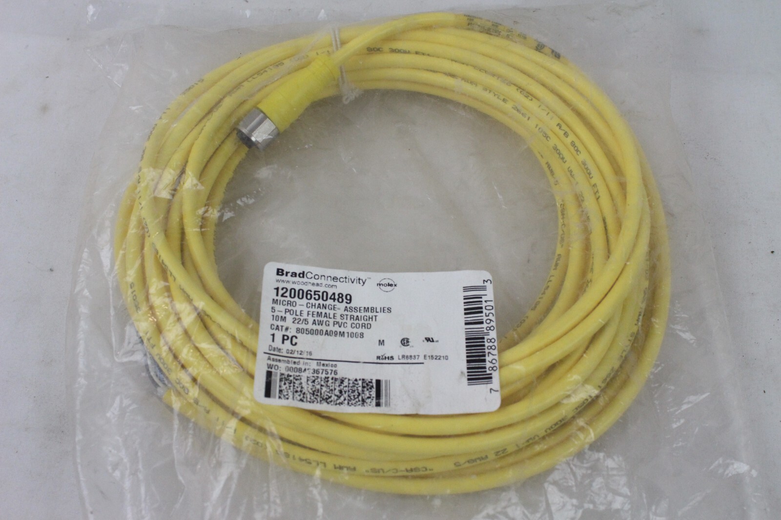NEW Brad Connectivity 1200650489 Micro-Change 5 Pole Female 10M 22/5 249E