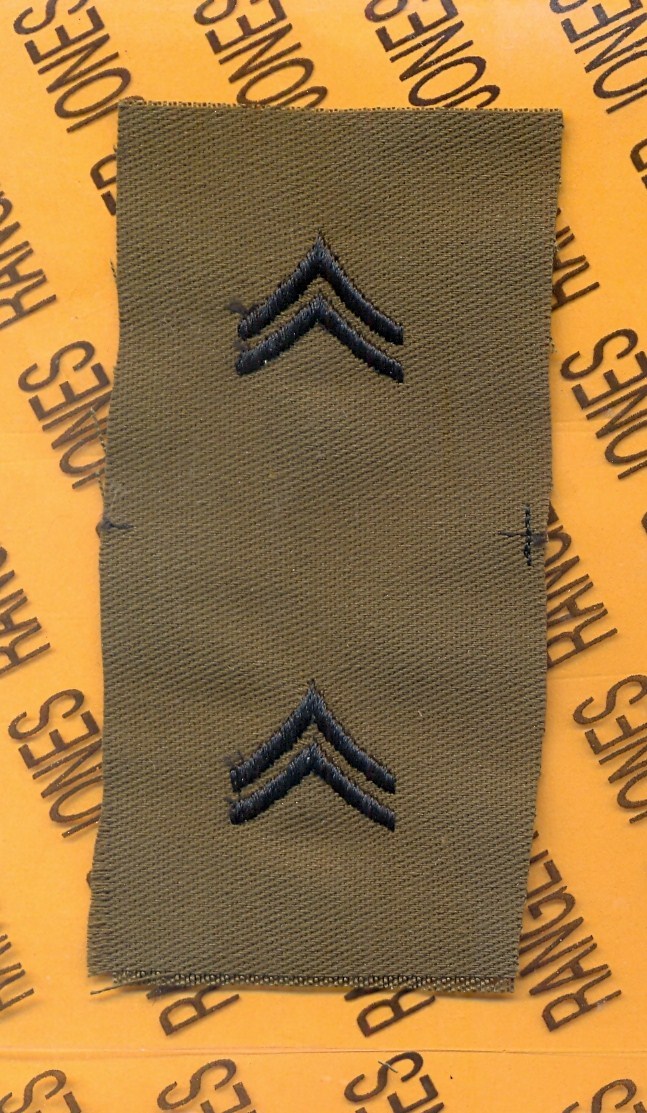 US Army Enlisted CORPORAL CPL E-4 OD Green & Black rank patch set