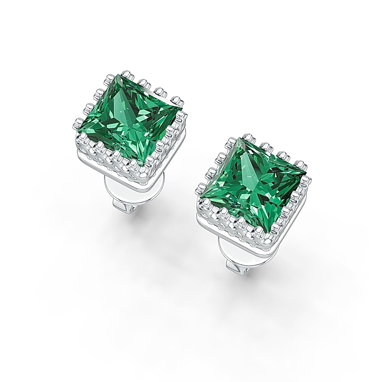 Sterling Silver Semi Mount Earrings Setting Princess SQ 6x6mm Stud
