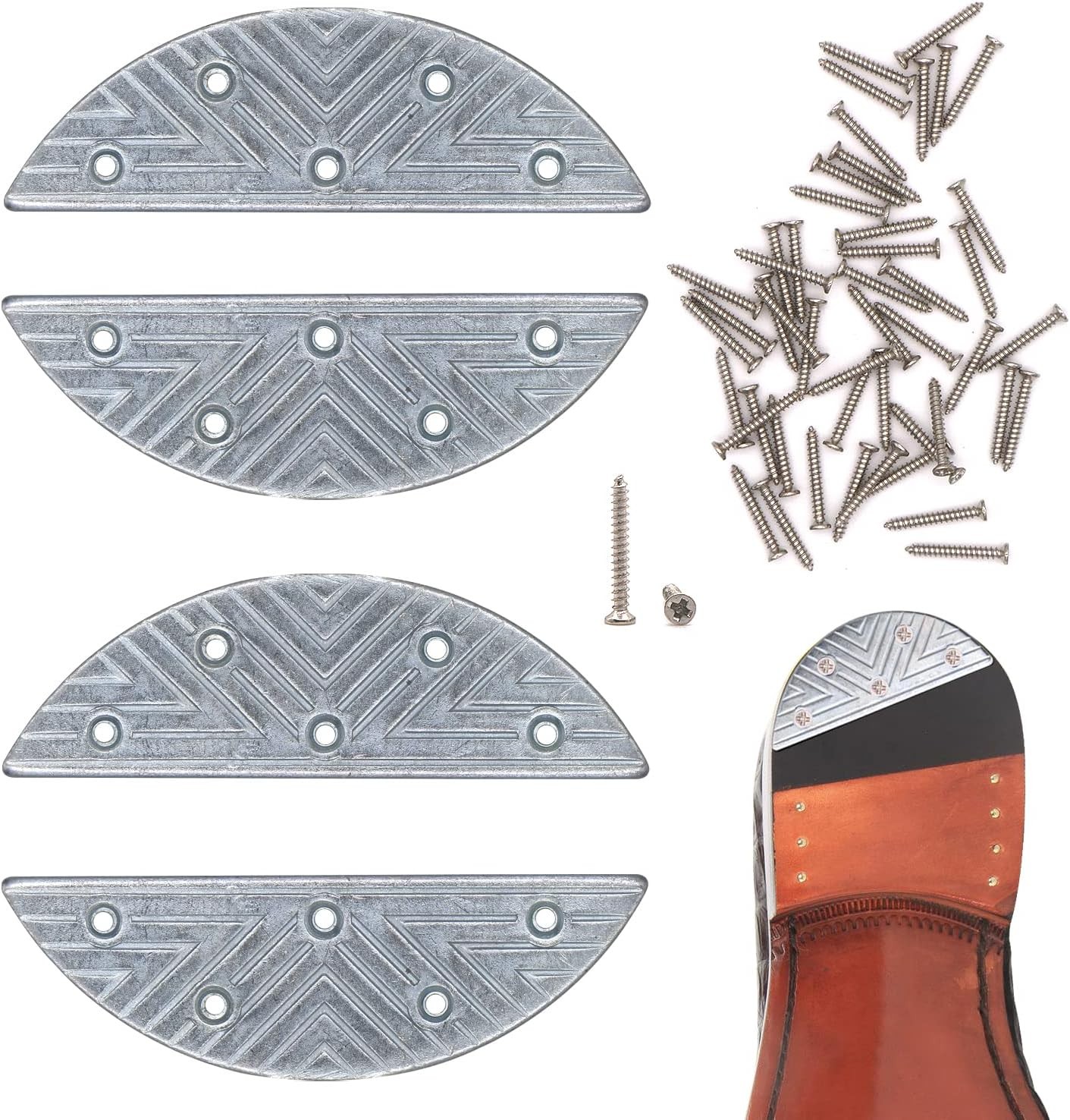 Metal Heel Plates 4 PCS Shoe Heel Taps Tips Repair Sole Pad Replacement with