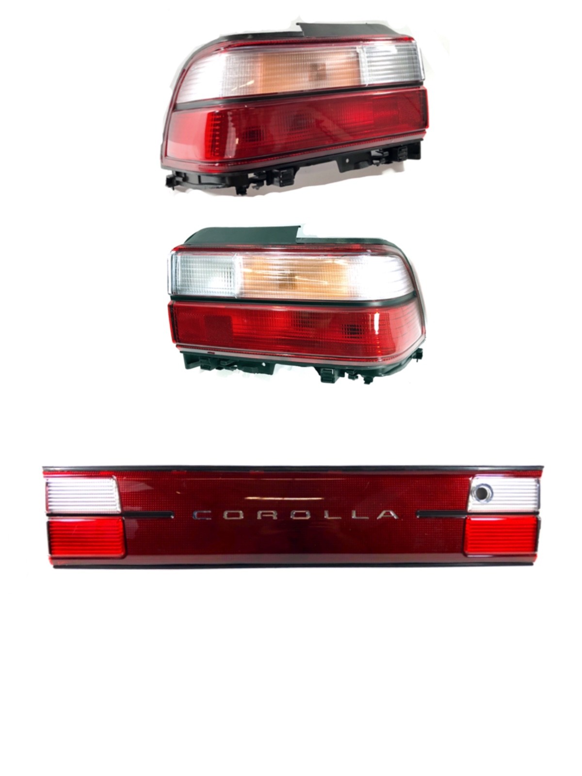 FOR 93 97 Toyota Corolla Sedan JDM Tail Lights Set 3pcs Trunk Piece Tail Lamps
