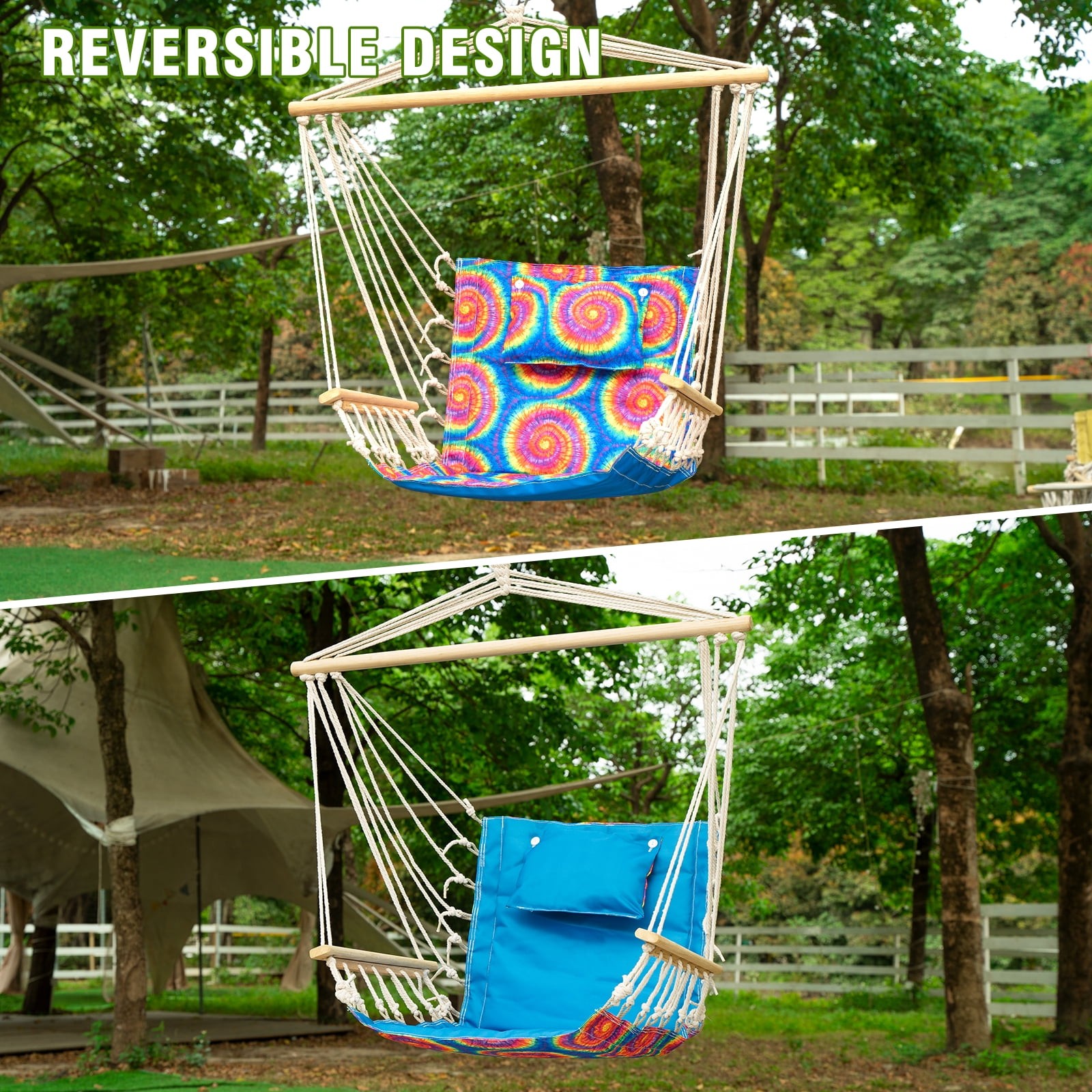 Hanging chair W/ Pillow & Arms-TieDye