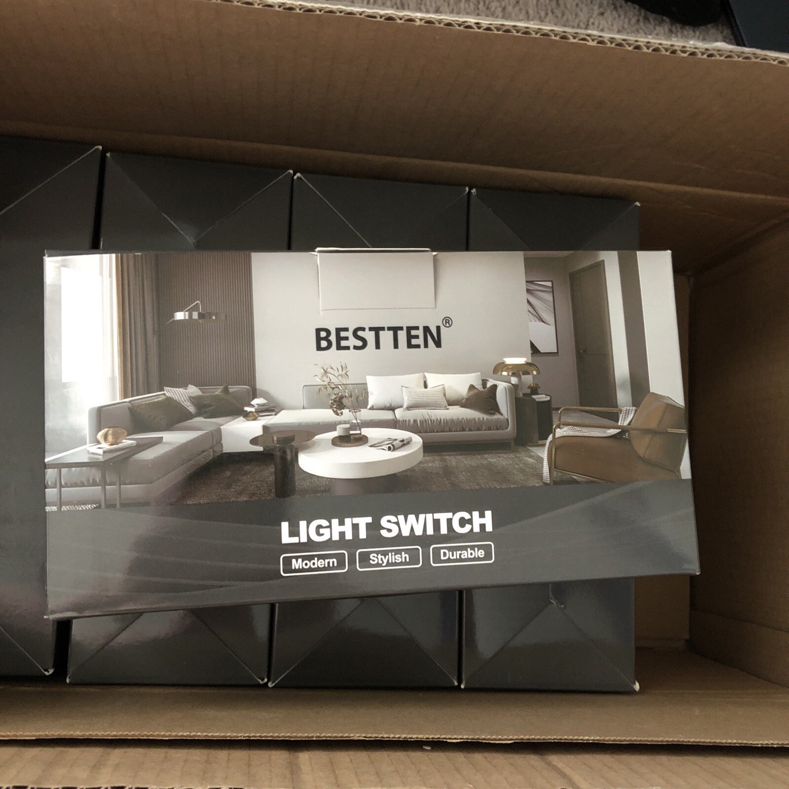 50 Pack BESTTEN Single Pole Decorator Wall Light Switch with Wallplate 15A 12...