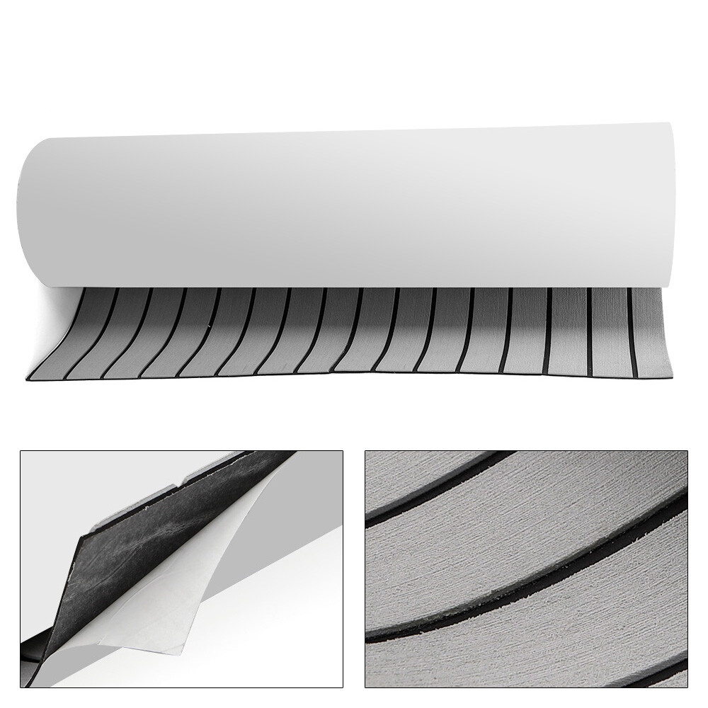 95"×36" Marine Yacht Mat EVA Foam Teak Decking Flooring Carpet Non-slip Pad Gray