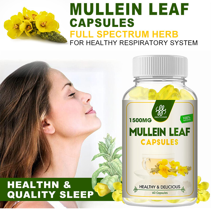 Mullein Leaf Capsules For Lung Cleansing & Detox Herbal Dietary Supplement