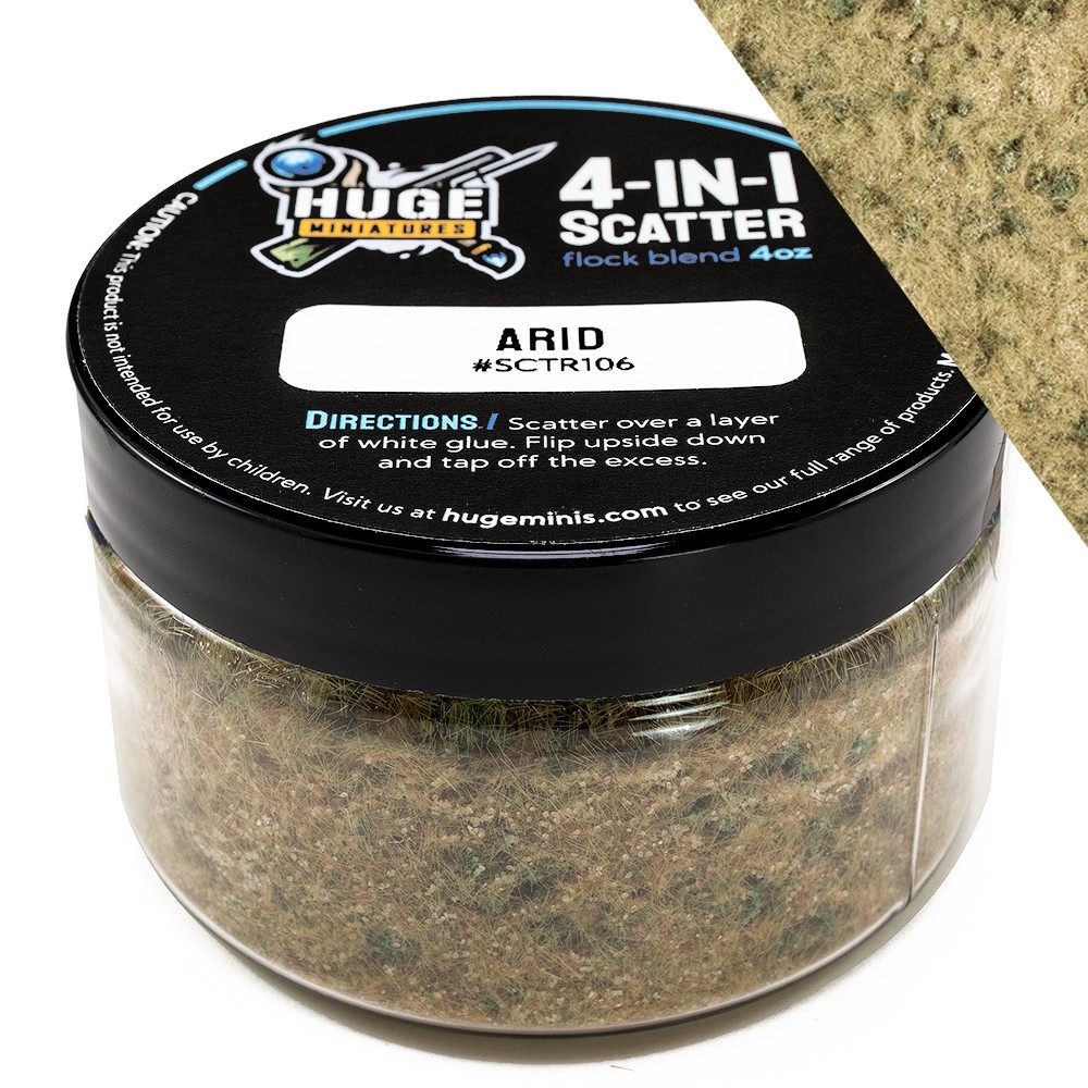 Huge Miniatures 4-in-1 Scatter, Arid Scenics for Basing and Diorama – 4oz Jar