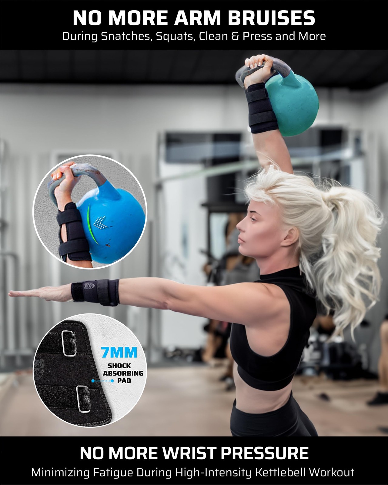Kettlebell Wrist & Forearm Guards | 7mm Impact-Absorbing Neoprene | Adjustabl...