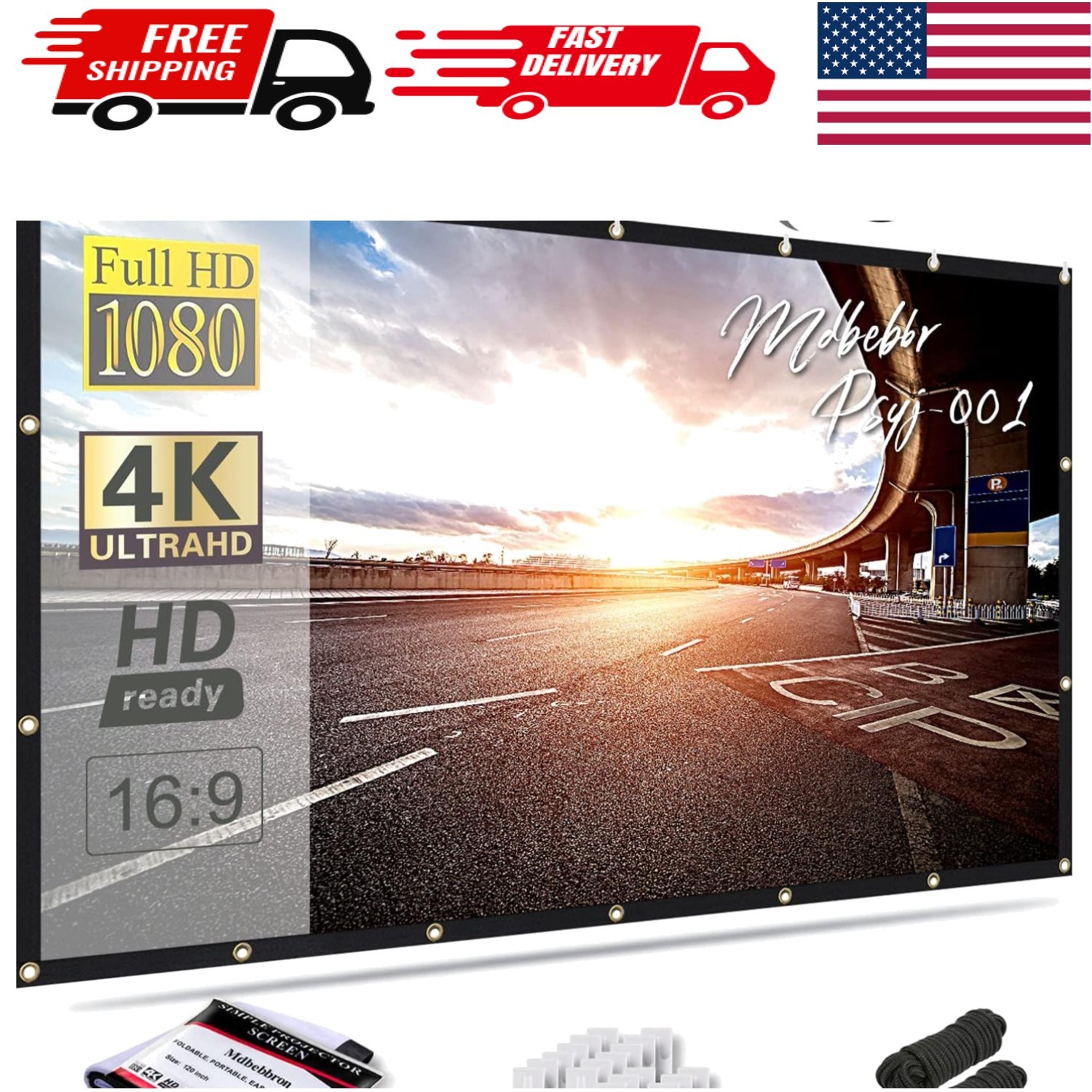 Portable 120” Projector Screen with Anti-Crease Finish for Seamless Projections