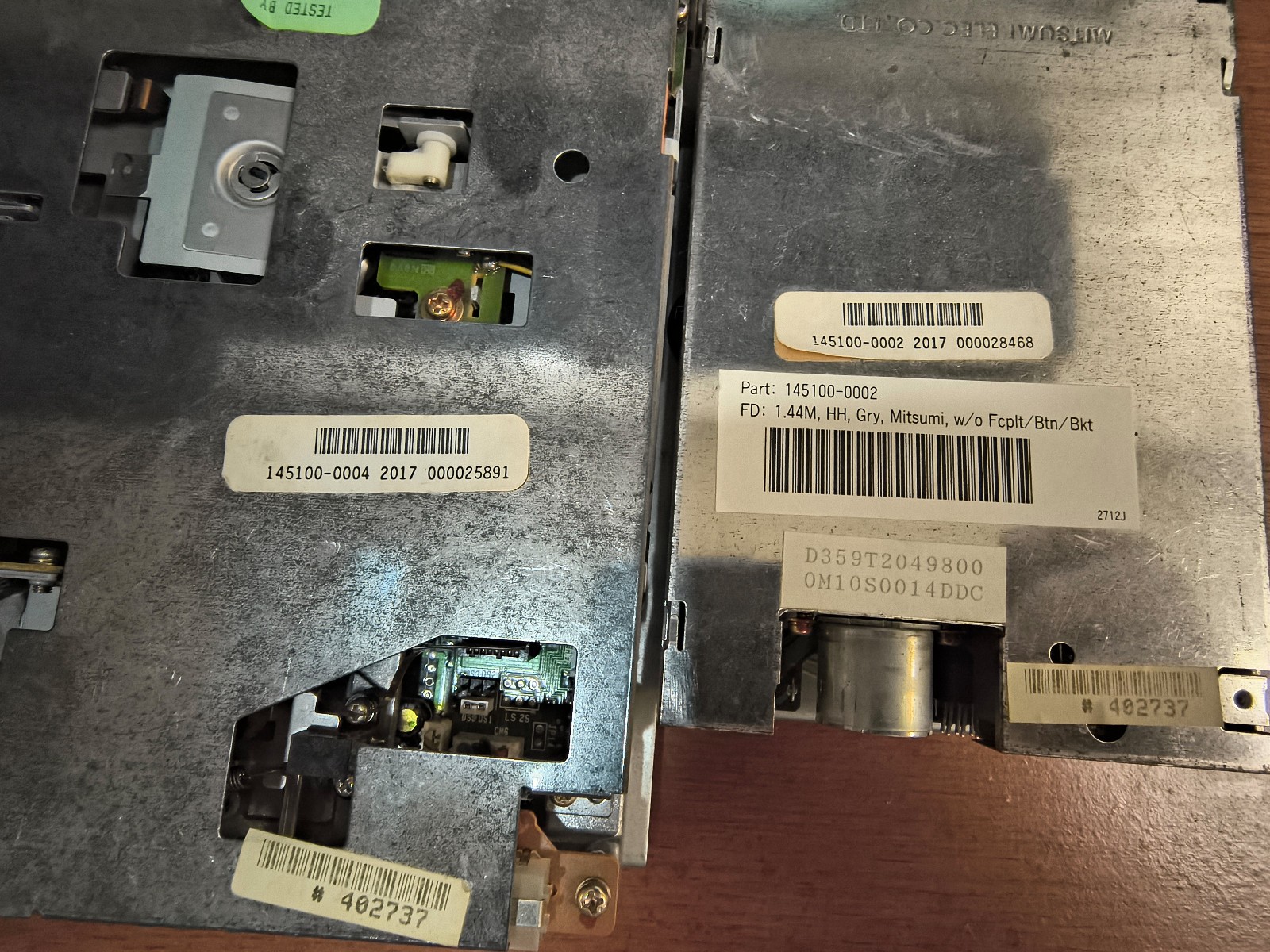 Mitsumi Internal 3.5 & 5.25 Floppy Disk Drives (CONNECTED w/Plate) *UNTESTED*