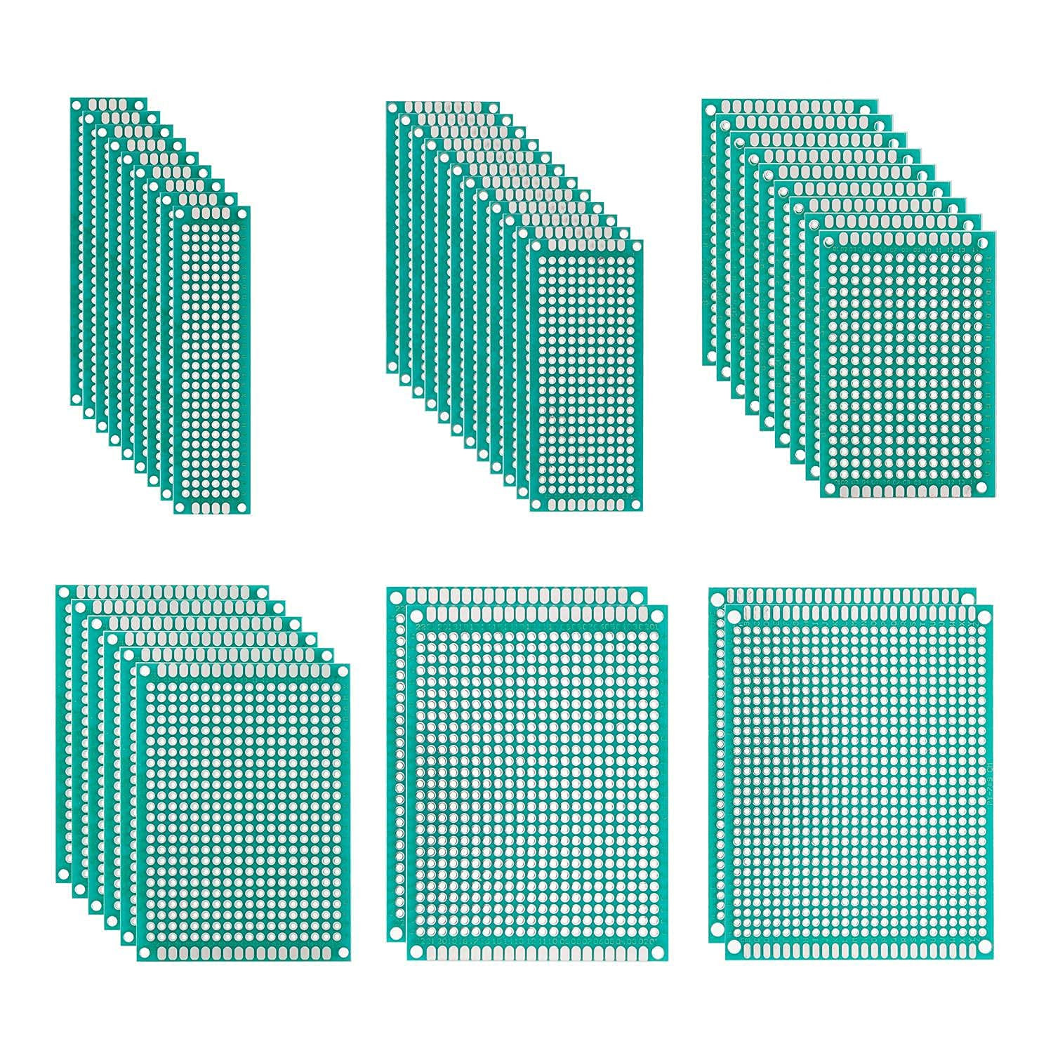 BOJACK 6 Vaules 40 Pcs Double Sided PCB Board Prototype Kit for DIY Soldering wi