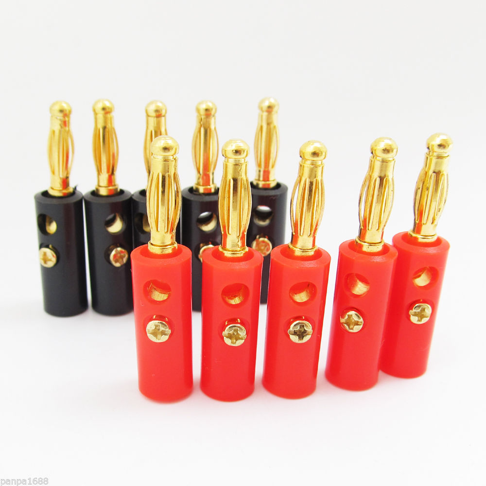 100 Pcs 4mm Gold Plated Audio Speaker Wire Cable Screw Banana Plug Connector