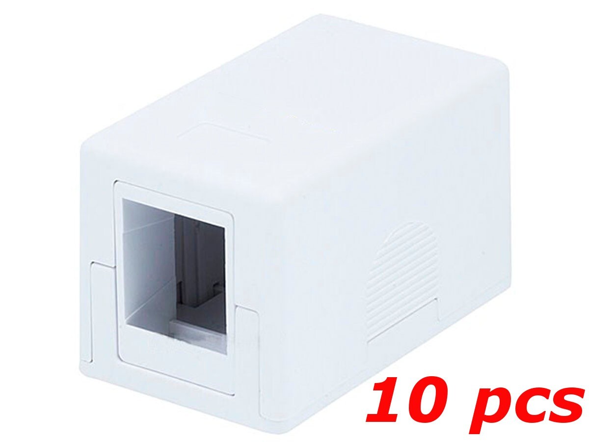 10 Pack - 1-Port Keystone Jack Surface Mount Box One Hole SMB Housing - White