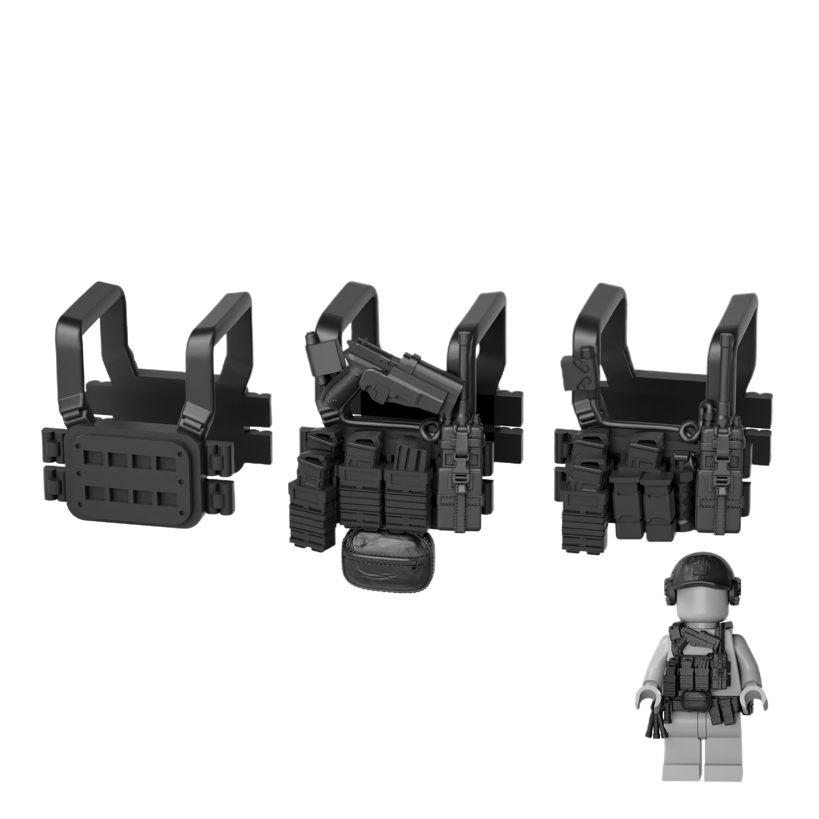 Tactical V7 Chest Rig Set for Action Figures, MOC Combat Harness Gear 1:40