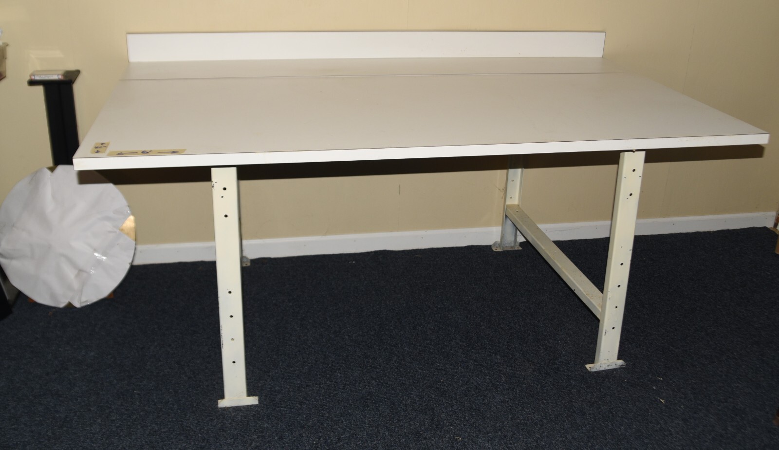 6' X 42" X 32" WORK TABLE / WORK BENCH w/ STEEL BASE WITH WHITE LAMINATE