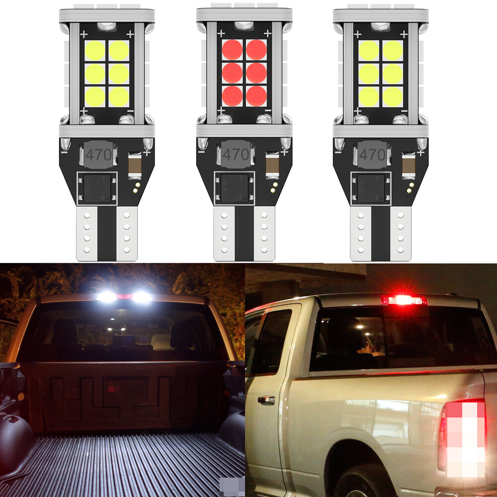 2 White 1 Red 921 LED Cargo 3rd Brake Light Bulbs for Nissan Frontier 2005-2021