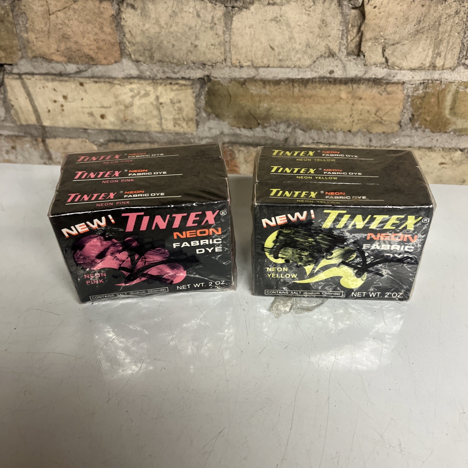 Vtg NOS Lot Of 6 Boxes Tintex Neon Fabric Dye Pink/Yellow VHTF